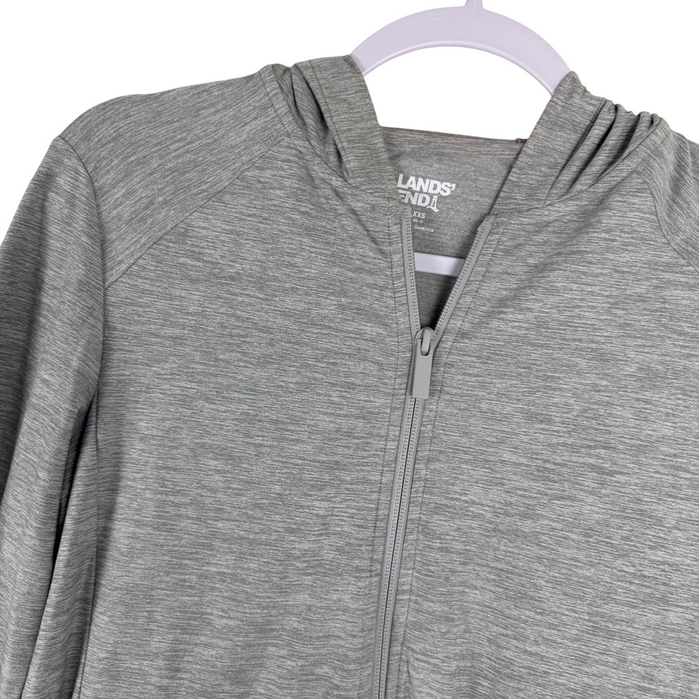 Lands' End Women's Full Zip Hoodie Jacket XXS Gray Athleisure Activewear Soft‎